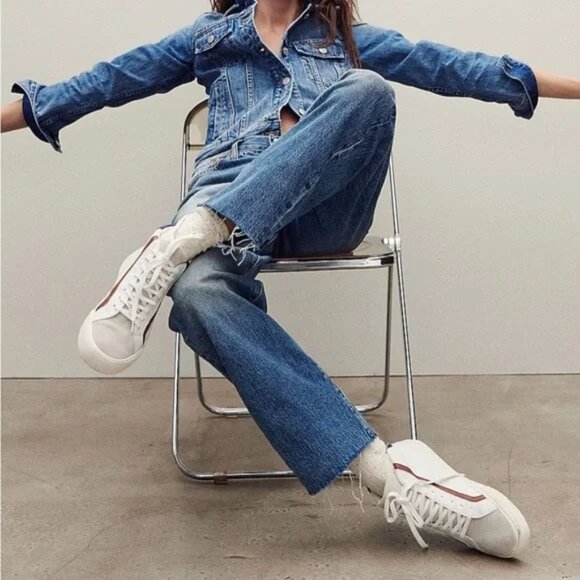 Madewell Sidewalk High Top Sneakers in Colorblock Leather Sz. W - 8 M 6.5 - Picture 2 of 9